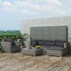 6 Piece Garden Lounge Set with Cushions Poly Rattan Gray(D0102HEJACU)