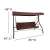 3-Seat Outdoor Steel Converting Patio Swing Canopy Hammock with Cushions / Outdoor Swing Bed(D0102HEG2GU)