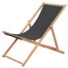 Folding Beach Chair Fabric and Wooden Frame Gray(D0102HEJQ77)