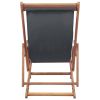 Folding Beach Chair Fabric and Wooden Frame Gray(D0102HEJQHU)