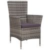 3 Piece Bistro Set Poly Rattan Gray(D0102HEJQ0W)