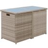 3 Piece Bistro Set with Cushions Poly Rattan Beige(D0102HEJS1A)