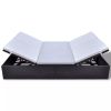 Double Sun Lounger with Cushion Poly Rattan Brown(D0102HEJPTG)