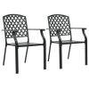 Stackable Outdoor Chairs 2 pcs Steel Black(D0102HEJLCA)