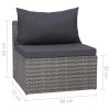 3 Piece Garden Sofa Set with Cushions Gray Poly Rattan(D0102HEJQUG)