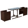 3 Piece Bistro Set with Cushions Poly Rattan Brown(D0102HEJSBU)