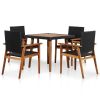5 Piece Outdoor Dining Set Poly Rattan Black and Brown(D0102HEJQG7)