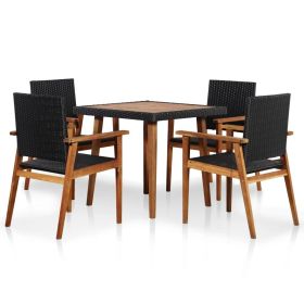 5 Piece Outdoor Dining Set Poly Rattan Black and Brown(D0102HEJQG7)