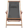 Folding Beach Chair Fabric and Wooden Frame Gray(D0102HEJQHU)