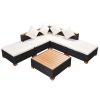 6 Piece Garden Lounge Set with Cushions Poly Rattan Black(D0102HEJ9JG)