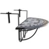 Hanging Balcony Table Black and White Mosaic(D0102HEJEIU)