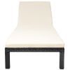Sun Lounger with Cushion Poly Rattan Black(D0102HEJ9NV)