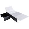 Sun Loungers 2 pcs with Table Poly Rattan Black(D0102HEJI6G)