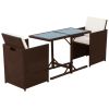 3 Piece Bistro Set with Cushions Poly Rattan Brown(D0102HEJSBU)