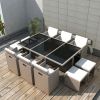 11 Piece Outdoor Dining Set with Cushions Poly Rattan Beige(D0102HEJSD7)