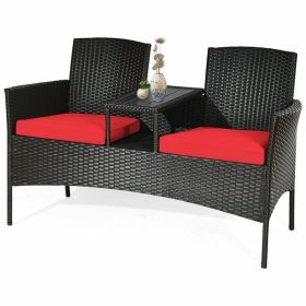 Modern Patio Conversation Set with Built-in Coffee Table and Cushions(D0102HPIFXG)