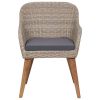 Outdoor Chairs with Cushions 2 pcs Poly Rattan Brown(D0102HEJQ4G)