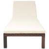Sun Lounger with Cushion Poly Rattan Brown(D0102HEJ9NA)