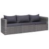 3 Piece Garden Sofa Set with Cushions Gray Poly Rattan(D0102HEJQUG)
