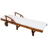 Sun Lounger with Cushion Solid Acacia Wood(D0102HEJSUA)