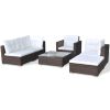 6 Piece Garden Lounge Set with Cushions Poly Rattan Brown(D0102HEJAVW)