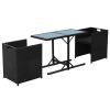 3 Piece Bistro Set with Cushions Poly Rattan Black(D0102HEJSBY)