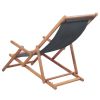 Folding Beach Chair Fabric and Wooden Frame Gray(D0102HEJQHU)