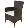 11 Piece Outdoor Dining Set with Cushions Poly Rattan Brown(D0102HEJSZU)