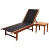 Sun Lounger with Table Solid Acacia Wood and Textilene(D0102HEJPKV)