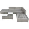 6 Piece Garden Lounge Set with Cushions Poly Rattan Gray(D0102HEJ98Y)