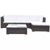 5 Piece Garden Lounge Set with Cushions Poly Rattan Brown(D0102HEJAVA)
