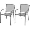 Stackable Garden Chairs 2 pcs Steel Gray(D0102HEJ9IY)