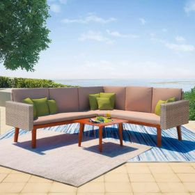4 Piece Garden Lounge Set with Cushions Poly Rattan Gray(D0102HEJIN7)