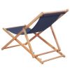 Folding Beach Chair Fabric and Wooden Frame Blue(D0102HEJQXW)