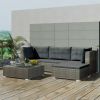 5 Piece Garden Lounge Set with Cushions Poly Rattan Gray(D0102HEJ98G)