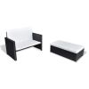 2 Piece Garden Lounge Set with Cushions Poly Rattan Black(D0102HEJI6U)