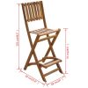 Folding Outdoor Bar Stools 2 pcs Solid Acacia Wood(D0102HEJ977)