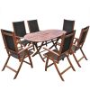 7 Piece Outdoor Dining Set Solid Acacia Wood(D0102HEJPN7)