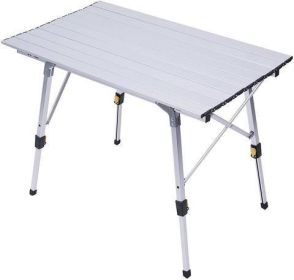 Bosonshop Portable Folding Aluminum Camping Picnic Table, Adjustable Height Compact Outdoor Table with Carry Bag, Silver(D0102HETBFY)