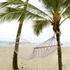 Outdoor Wood Pole Cotton Rope Hammock Garden Patio Yard Hanging Sleep Bed(D0102HHJHNW)
