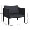 Indoor/Outdoor Patio Chair with Cushions - Modern Steel Framed Chair with Storage Pockets(D0102HPMMSU)