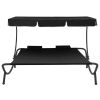 Outdoor Lounge Bed with Canopy and Pillows Black(D0102HHHWUJ)