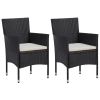 Garden Dining Chairs 2pcs Poly Rattan Black(D0102HHHT92)