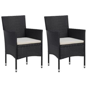 Garden Dining Chairs 2pcs Poly Rattan Black(D0102HHHT92)