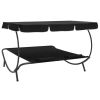 Outdoor Lounge Bed with Canopy and Pillows Black(D0102HHHWUJ)