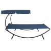 Outdoor Lounge Bed with Canopy and Pillows Blue(D0102HHHWFX)