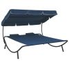 Outdoor Lounge Bed with Canopy and Pillows Blue(D0102HHHWFX)