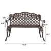 42.5 inch Outdoor Cast Aluminum Leisure Rose Couple Bench--YS(D0102HPD9CY)