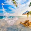 Indoor Outdoor Garden Cotton Hanging Rope Air/Sky Chair Swing Beige Hammocks(D0102HH09FA)
